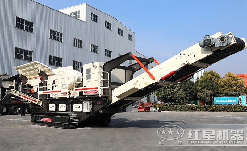 履帶移動(dòng)式小型石頭破碎機(jī)，環(huán)保安全